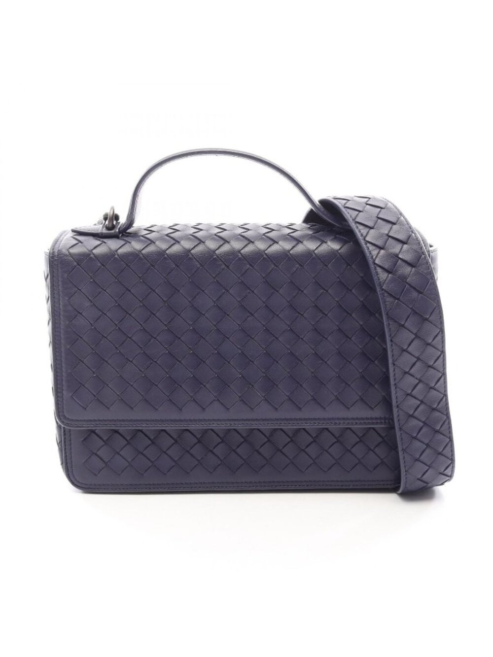 Bottega Veneta Intrecciato 2-Way Navy Leather Shoulder Bag